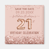 Rosa Glitter 21:a födelsedag Spara datum