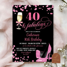Rosa glitter 40 och fantastiska högklackade födels inbjudningar