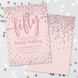 Rosa glitter 50-årsdag inbjudningar<br><div class="desc">Vi presenterar en chic och festlig 50-årsfirande inbjudan, perfekt för att markera denna speciella milstolpe med stil. Den eleganta designen har en blandning av silverglittrande konfetti som ger en touch av kul och festlighet. Överst visas "Femtio" i fet kalligrafi, vilket sätter tonen för en oförglömlig fest. Texten kombinerar skrivstil och...</div>