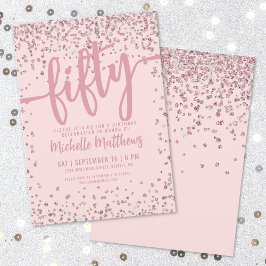  Rosa Glitter 50:e födelsedagen Inbjudningar