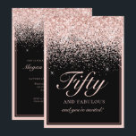Rosa Glitter 50 och Fabulous Birthday Inbjudningar<br><div class="desc">Gästerna vet att detta kommer att bli ett speciellt party genom att bara tittar på inbjudan! Den här designen har en enastående svart bakgrund och faux  rosa glitter med anpassningsbar typografi.</div>