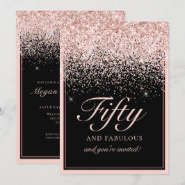 Rosa Glitter 50 och Fabulous Birthday Inbjudningar
