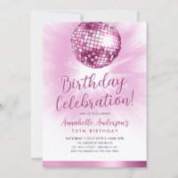 Rosa Glitter 70-talet Party Disco Boll födelsedag