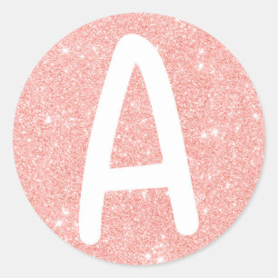 Rosa Glitter A Initial Runt Klistermärke