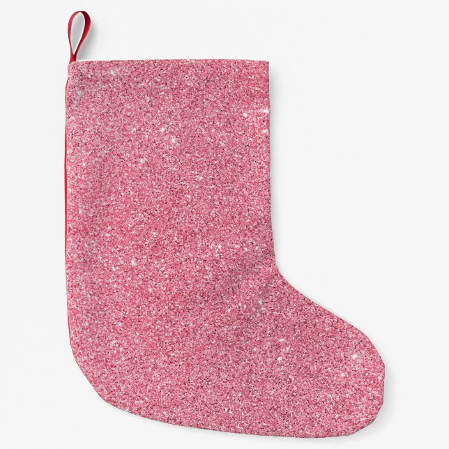 Rosa glitter, abstrakten struktur vid jul. liten julstrumpa (Framsidan)