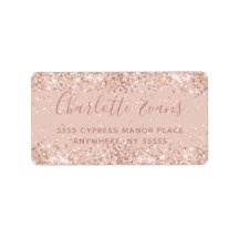 Rosa Glitter adressetikett