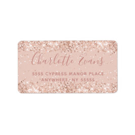 Rosa Glitter adressetikett