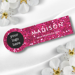 Rosa Glitter, affärsmannens Namn Logotyp Badge Namnbricka