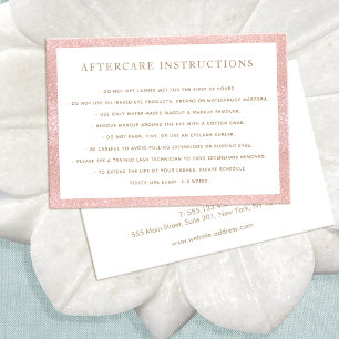 Rosa Glitter AfterCare for Lash Extensions Salon Visitkort