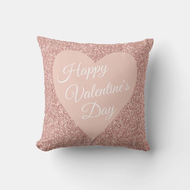 Rosa Glitter Alla hjärtans dag Kudde (Framsida)