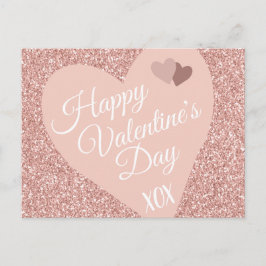 Rosa Glitter Alla hjärtans dag XOX Vykort