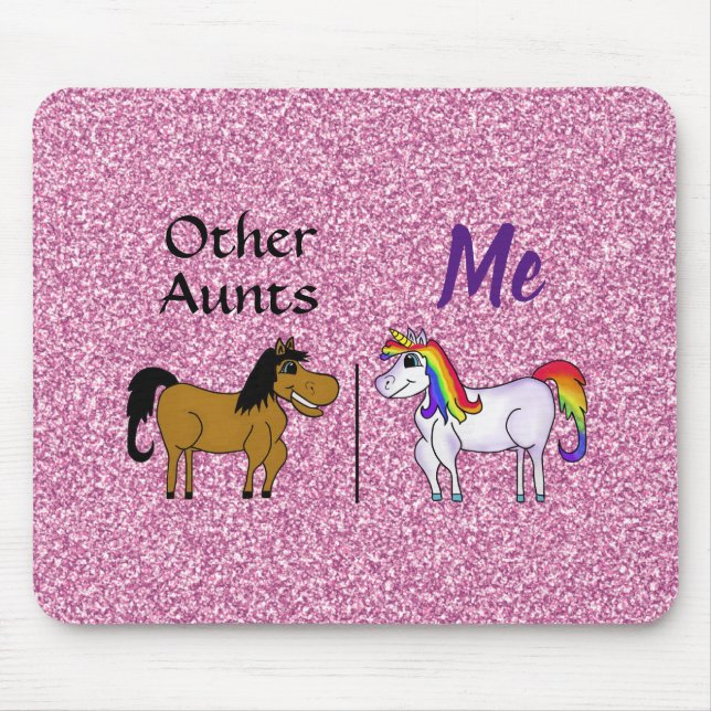 Rosa Glitter Annan Moster Me Unicorn Musmatta (Framsidan)