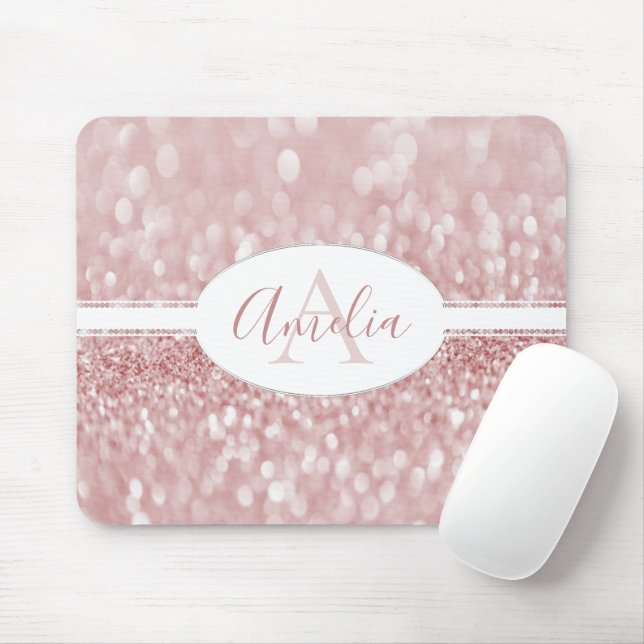 Rosa Glitter Anpassa musknappen Musmatta (Med mus)
