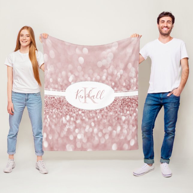 Rosa Glitter Anpassa radavropet Fleecefilt (På plats)