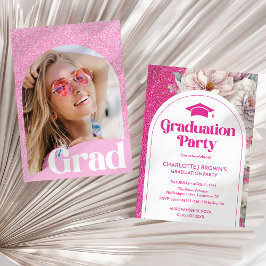 Rosa Glitter Arch Photo Chic Studentfest Inbjudningar