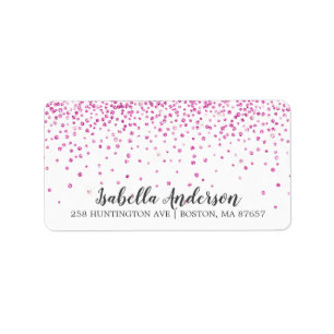 Rosa glitter baby shower adressetikett