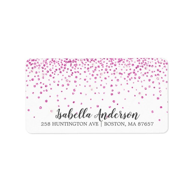 Rosa glitter baby shower adressetikett (Framsidan)