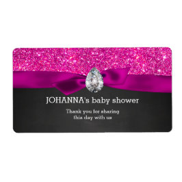 Rosa Glitter Baby Shower Chalkboard-Vattenflaska Fraktsedel