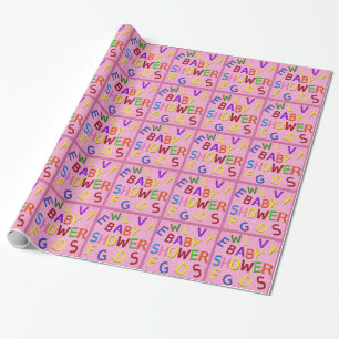 Rosa Glitter Baby Shower Wrapping Papper Presentpapper