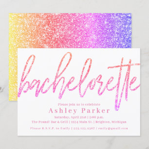 Rosa Glitter Bachelorette Party bjudande Ombre Inbjudningar