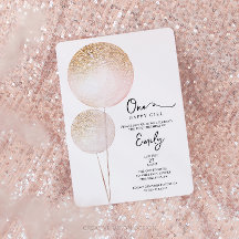 Rosa Glitter Balloons Girl First Födelsedagsfest