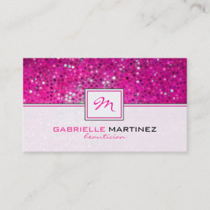 Rosa Glitter Beautician Card Monogram Visitkort