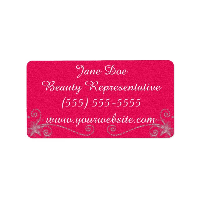 Rosa Glitter Beauty Brochure Sticker Adressetikett (Framsidan)