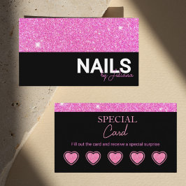 Rosa Glitter Beauty Salon loyalty-kort Visitkort