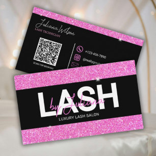 Rosa Glitter Beauty Salon Qr Code Visitkort