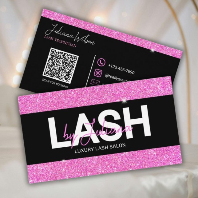 Rosa Glitter Beauty Salon Qr Code Visitkort (Skapare uppladdad)