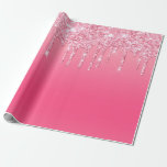 Rosa Glitter Birthday Möhippa Gift Presentpapper<br><div class="desc">Trendigets rosa droppar glitter som är papper för henne. Underbar för födelsedagstid,  Möhippor,  babyduschar,  sak för henne. Se våra matchande födelsedagsinbjudningar i vår rosa som kör glitter-samling.</div>