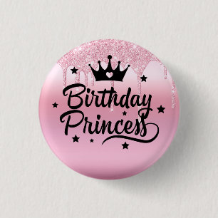 Rosa Glitter ’Birthday Princess’ Knapp