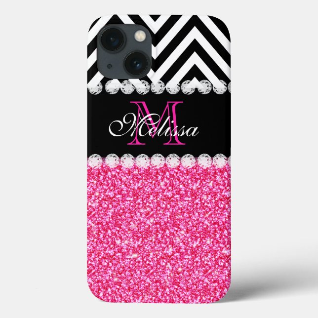 ROSA GLITTER BLACK CHEVRON MONOGRAM (Baksida)