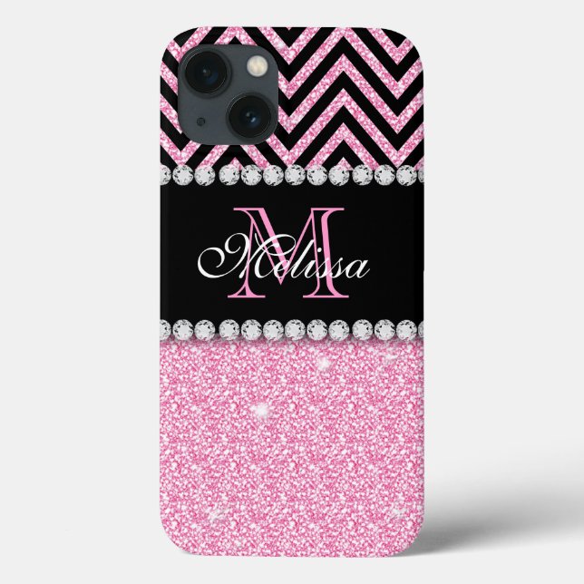 ROSA GLITTER BLACK CHEVRON MONOGRAMMED (Baksida)