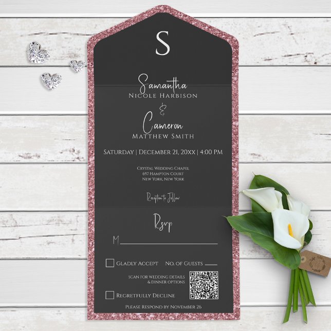 Rosa Glitter & Black Glam QR-kod (Skapare uppladdad)