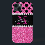 Rosa Glitter Black Polka dots monogrammad<br><div class="desc">Rosa Glitter Black Polka dots Monogram . Elke Clarke©. Ursprunglig design. Finns i andra färg-kombinationer i vår butik Monogramgallery © at Zazzle. MODERN GLITTER (TRYCKT FOTOEFFEKT) MED ROSA OCH SVART DOT MÖNSTER, MONOGRAMMED DIN NAMN, DIN INITIAL ELLER MONOGRAM PÅ ETT SVART RAND ELLER BAND MED GRÄNS AV TRYCKTA VITDIAMONDER. TRENDIG,...</div>