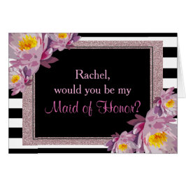 Rosa Glitter Blommigt blir min maid of honor OBS Kort