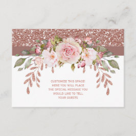 Rosa Glitter Blommigt Tilläggskort