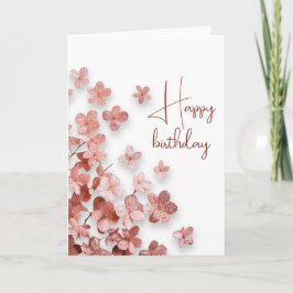 Rosa glitter blommor blomster kvinna födelsedag kort