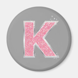 ROSA GLITTER BREV K MAGNET