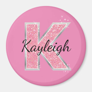 ROSA GLITTER BREV K MAGNET