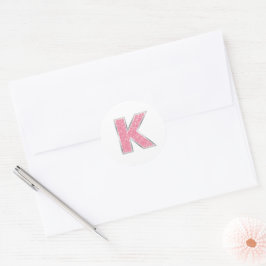 ROSA GLITTER BREV K RUNT KLISTERMÄRKE