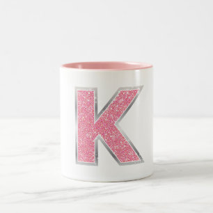 ROSA GLITTER BREV K Två-Tonad MUGG