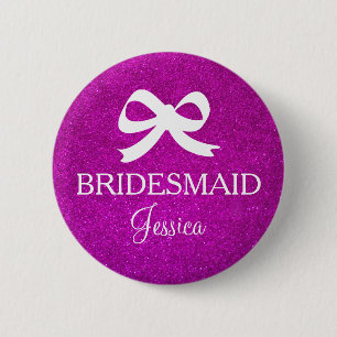 Rosa glitter bridesmaid-knapp för bröllopsfest knapp