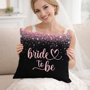 Rosa glitter bröllopsduschkudde kudde