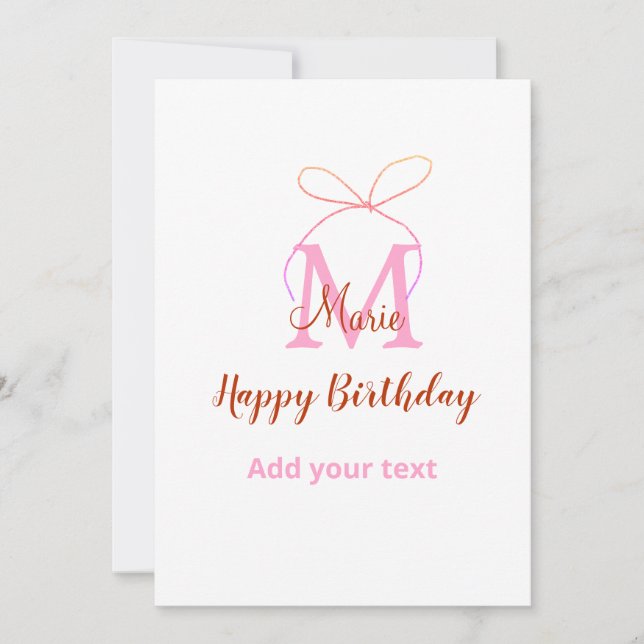 Rosa glitter-buggar lägg till namn brev-monogramfö inbjudningar (Framsida)