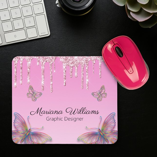 rosa glitter butterflies-grafikdesigner musmatta (Skapare uppladdad)