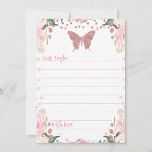 Rosa Glitter Butterfly Time Capsule Card Inbjudningar