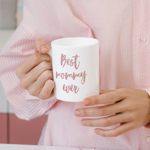 Rosa Glitter Calligraphy Bästa Mamman någonsin Kaffemugg