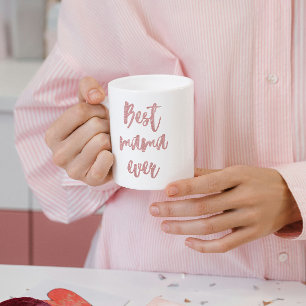 Rosa Glitter Calligraphy Bästa Mamman någonsin Kaffemugg
